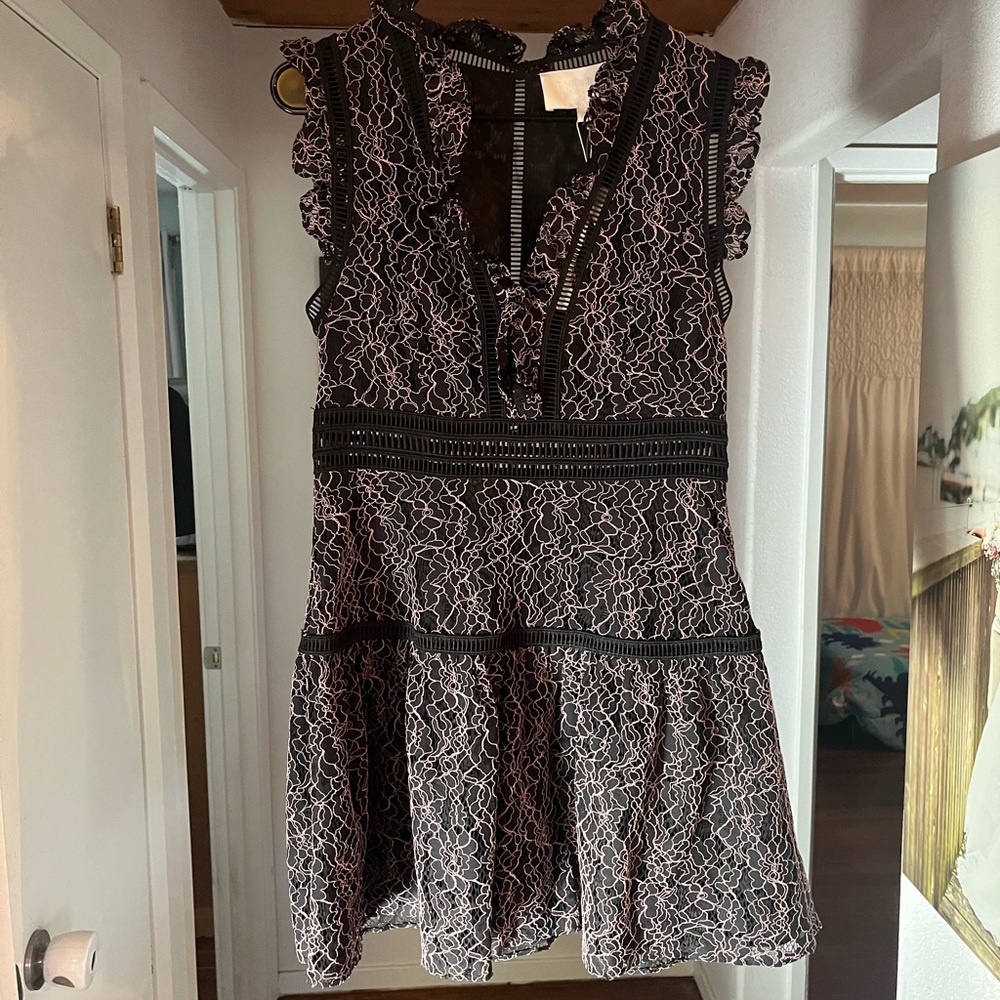 Black with light purple/pink lace.